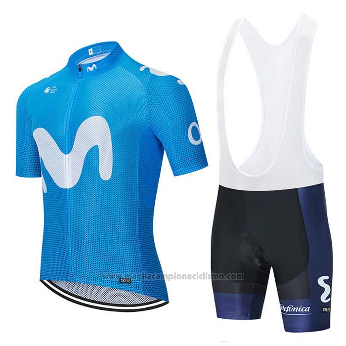 2020 Abbigliamento Ciclismo Movistar Blu Manica Corta e Salopette